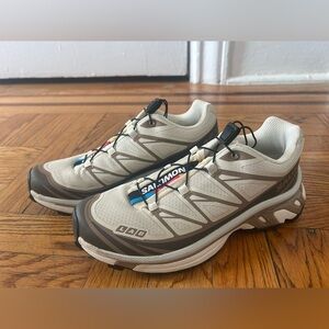 Salomon XT-6 Shoes — Off-White/Brown, Size W5.5/M4.5